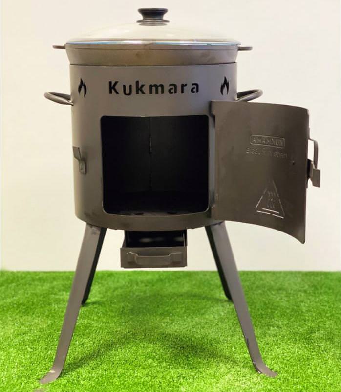 Cast iron cauldron 5 liters with glass lid + stove for cauldron 5 l