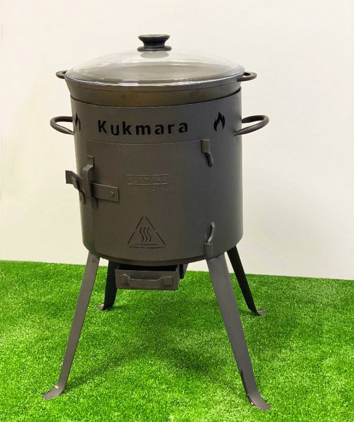 Cast iron cauldron 5 liters with glass lid + stove for cauldron 5 l