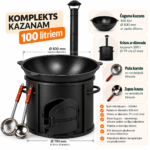 Čuguna kazan komplekts 100 litriem