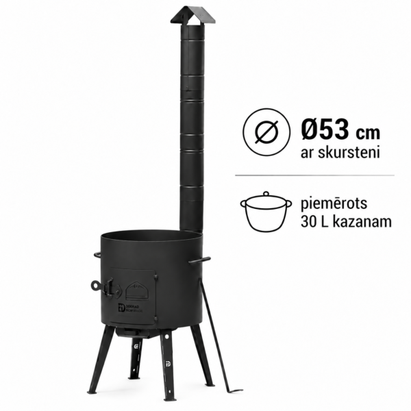 Melnā 30 L kazankrāsns ar skursteni